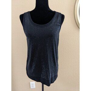 Vocal Black Scoop Neck Tank Top – Medium – Rhinestone Embellished Tunic Style